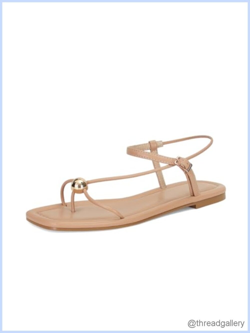 Comfortable Strappy Flat Sandals for Women Open Square Toe Slingback Beach Flip